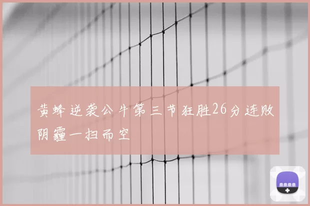 黄蜂逆袭公牛第三节狂胜26分连败阴霾一扫而空